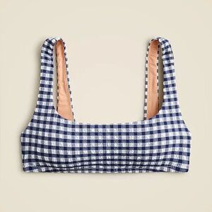 J. Crew Women's Navy Blue Gingham Square Neck Bikini Top Size Small
